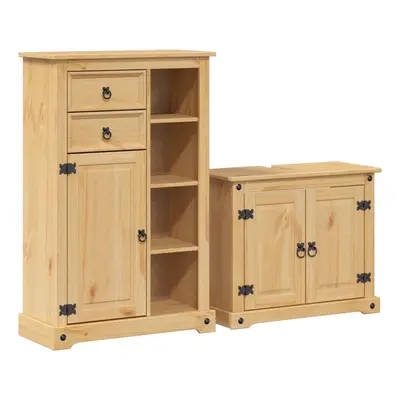 vidaXL Piece Bathroom Furniture Set Corona Solid Wood Pine bathroom cabinet