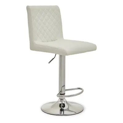 Premier Housewares Baina White And Chrome Bar Stool With Round Base