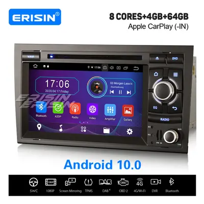 8-Core Android 10.0 DAB+ Sat Nav CarPlay Car Stereo WiFi OBD2 AUDI A4 S4 RS4 RNS-E SEAT EXEO