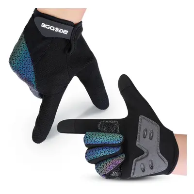 (XL) A Pair Colorful Glow Breathable Anti-Slip Full Finger Touch Screen Outdoors Motorcycle Ridi