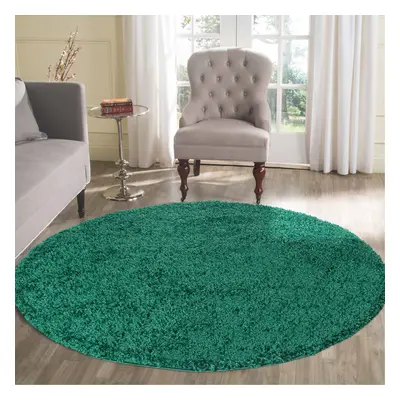 (Round x 120cm, EMERALD) Living Room Soft Shaggy Rugs 45mm Pile Height Small - Extra Large in Co