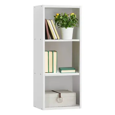 (3-Tier Open Shelf Bookcase) Oxford Cube Bookcase White Wooden Shelving Display Storage Unit Off