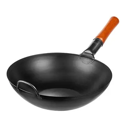 Yosukata Carbon Steel Wok Pan 13,5 Woks and Stir Fry Pans - Chinese Wok with Flat Bottom Pow Wok