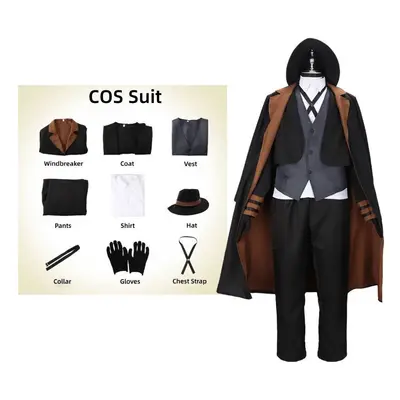 (M) Dogs Stray Bungo Nakahara Chuuya Cosplay Costume Set Halloween Anime Role Play