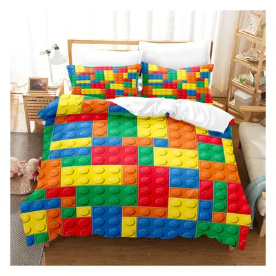 (Style 13, Single(135X200CM/2PCS)) Building block Bedding Single Double Duvet Cover