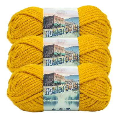 Lion Brand Yarn Hometown Yarn Bulky Yarn Yarn for Knitting and Crocheting 3Pack Madison Mustard