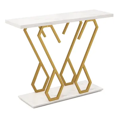 100cm Modern Console Table Faux Marble Entryway Table Narrow Accent Desk