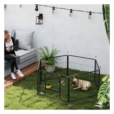 PawHut Dog Playpen, Panels Puppy Pen Dog Playpen, 60cm High, Black