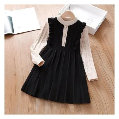 (black, 120cm) Girls&apos; Dress Autumn And Winter New Children And Teens Long Sleeves Sweater K