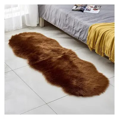 (donkey brown, 60x160cm) Irregular Long Soft White Faux Sheepskin Fur Area Rugs Kids Livingroom 