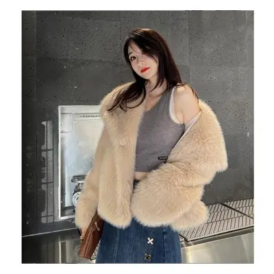 (as the picture, L) Winter Women&apos;s Coat Fashionable Big Lapel Temperament Elegant Celebrity