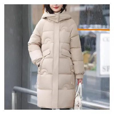 (khaki, 2XL) Winter Long Coats For Women Overcoat Hooded New Fashion Thick Warm Woman Parka Kore