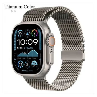 (As The Picture, For 49mm Ultra 1/2) Milanese Loop Titanium Color Strap for Apple Watch Ultra ba