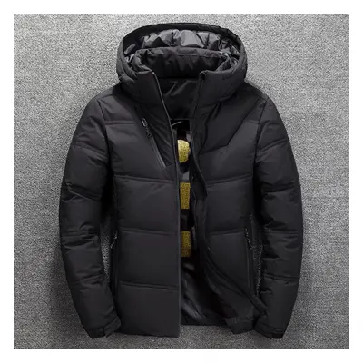 (black, L) New Men&apos;s Winter Clothes Short Thickened Down Jacket Youth White Duck Down Warm 