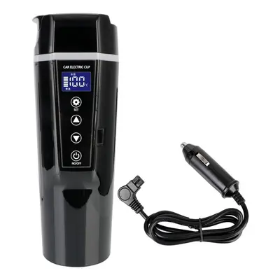 (black) Temperature Control 12v 24v Car Electrical Kettle Crystal Heating Smart Cup Mutil-choice