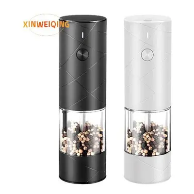 (black white) 1/2pcs Electric Spice Grinder Clear Visible Led,adjustable Handheld Usb Rechargeab