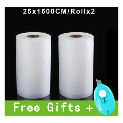 (as the picture, 25cm*1500cm*2) Vacuum Bags For Food Vacuum Sealer Food Fresh Long Keeping 12+15