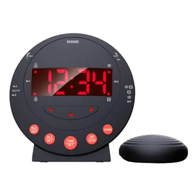 (black) Loud Alarm Clock With Bed Shaker Vibrating Alarm Clock With Flash Light Brightness Adjus