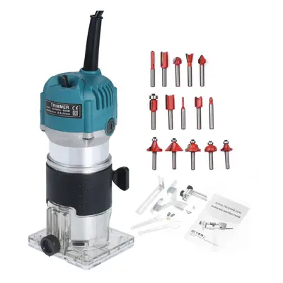 (EU Plug) 800w Compact Wood Router Tool Set 220v Electric Trimmer Wood Router With 15pcs Router 