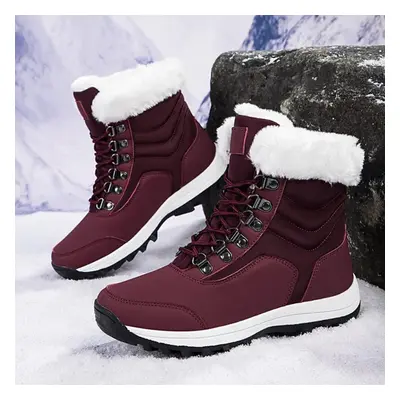 (red, 41) Tuinanle Winter Ladies Boots Fur Plush Snow Boots Women&apos;s Platform Ankle Boots Wa