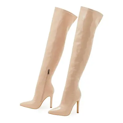 (apricot, 35) Eilyken Sexy Stiletto High Heels Women Over-the-knee Boots Pointed Toe Ladies Stri