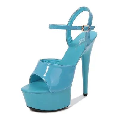 (blue, 38) Platform Catwalk Artifact Model High Heels Thin Sexy Waterproof Platform Female