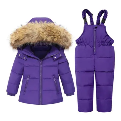 (purple, 120(4-5T)) Years Kids Girls Boys Snow Wear Winter Hooded Puffer Jacket Outerwear And Bi