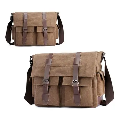 (brown) Men&apos;s Vintage Canvas Bag Men Casual Crossbody Bag For Men Messenger Bag Man Travel 