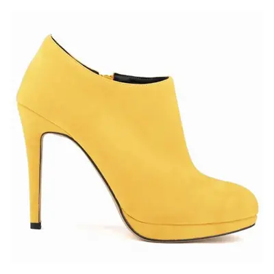 (yellow, 9.5) Ladies Sexy Faux Velvet Platform High Heels Short Boots Women Autumn Winter Casual