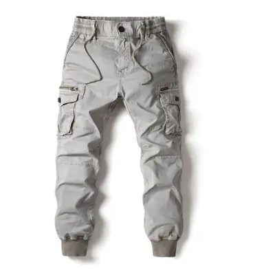 (light grey, 32) Spring Men&apos;s Large Size Casual Cargo Pants Loose Leggings