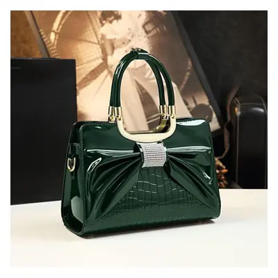 (green) European And American Fashion Bow Leather Shoulder Messenger Handbag Middle-aged Ladies 