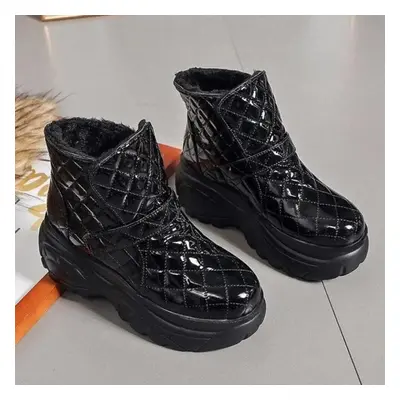 (black, 38) Winter Boots Velvet Thick-soled Platform Heightening Snow Boots Non-slip Women&apos;