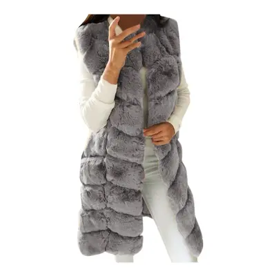 (gray, XXL) Fashion Womens Fall And Winter Faux Gilet Vest Sleeveless Waistcoat Body Warmer Jack