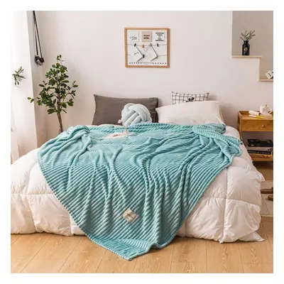 (blue, 200*230cm) Bed Blanket Green Color Soft Flannel Blanket Single Queen King Warm Plaids For