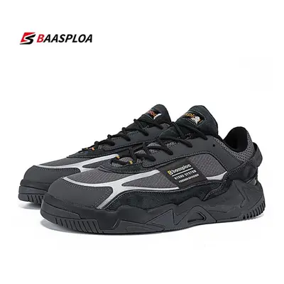 (dark grey, 44) Baasploa Men Casual Shoes New Fashion Walking Sneakers Waterproof Shoes Comfort 