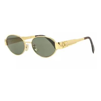 Celine Metal Triomphe CL40235U 30N Endura Gold/Green Oval Women's Sunglasses