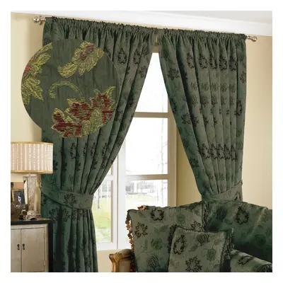 (66x72 (168x183cm), Green) Riva Home Zurich Pencil Pleat Curtains