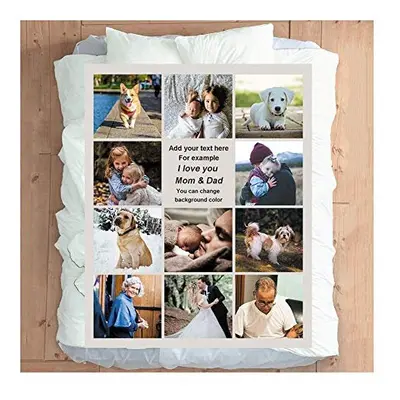 Haisimiery Personalised Photo Fleece Blanket Customised Throw with Picture Birthday Wedding Gift