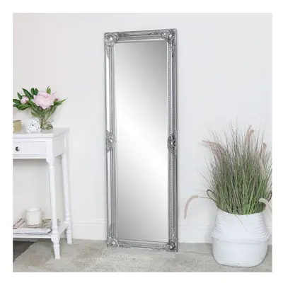 Tall Silver Ornate Bevelled Mirror 47cm x 142cm