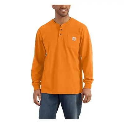 Carhartt Men's Loose Fit Heavyweight Long-Sleeve Pocket Henley T-Shirt Marmalade Heather