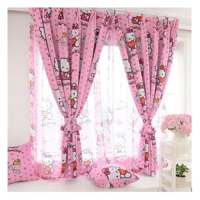 (W 200X H 250CM) Pink cartoon hello kitty semi-shading curtain Children's bedroom curtain