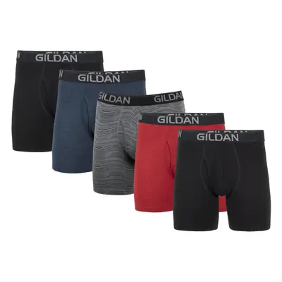 Gildan Men's Underwear Cotton Stretch Boxer Briefs Multipack Blk/Heather Navy/Stripe/Heather Red