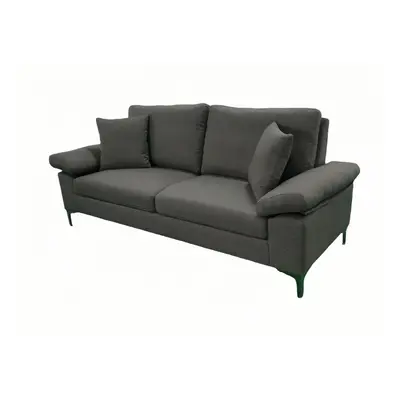 Modern Three Seater Sofa Grey Fabric with Chrome Feet - Comfortable Couch with Cushion for Livin