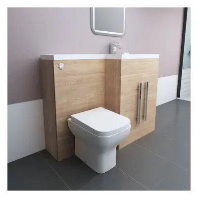 Calm Light Oak Right Hand Combination Vanity Unit Set with Toilet