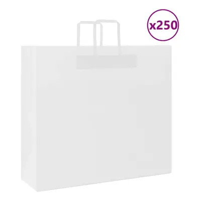 (white, x x cm/ pcs) vidaXL Paper Bags pcs with Handles White 21x11x28 cm Paper Grocery Bag