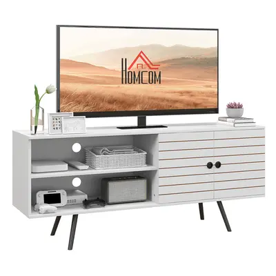 HOMCOM TV Unit for 65" TVs with Open Shelves, Door and Cable Holes, White