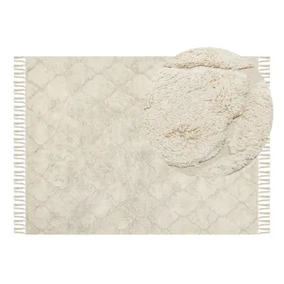 Cotton Area Rug x cm Beige SILCHAR