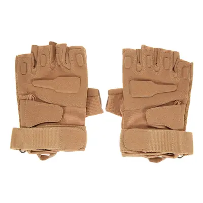 (Camel, L) Hard Knuckle Tactical Gloves Half Finger Sport Shooting Hunting Riding Motorcycle