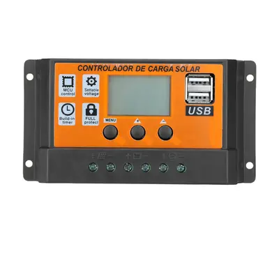 (90A) 10-100A 12V/24V Dual USB LCD Solar Panel Battery Regulator Charge Controller