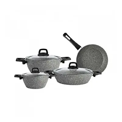 Gris BioGranite Pieces Granite Cookware Pot and Pan Set NonStick Coating Natural Granite Copper 